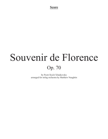 Souvenir De Florence Arranged For String Orchestra